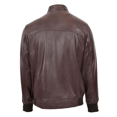 Mens Real Leather Bomber Jacket Raglan Shoulder Francis Brown