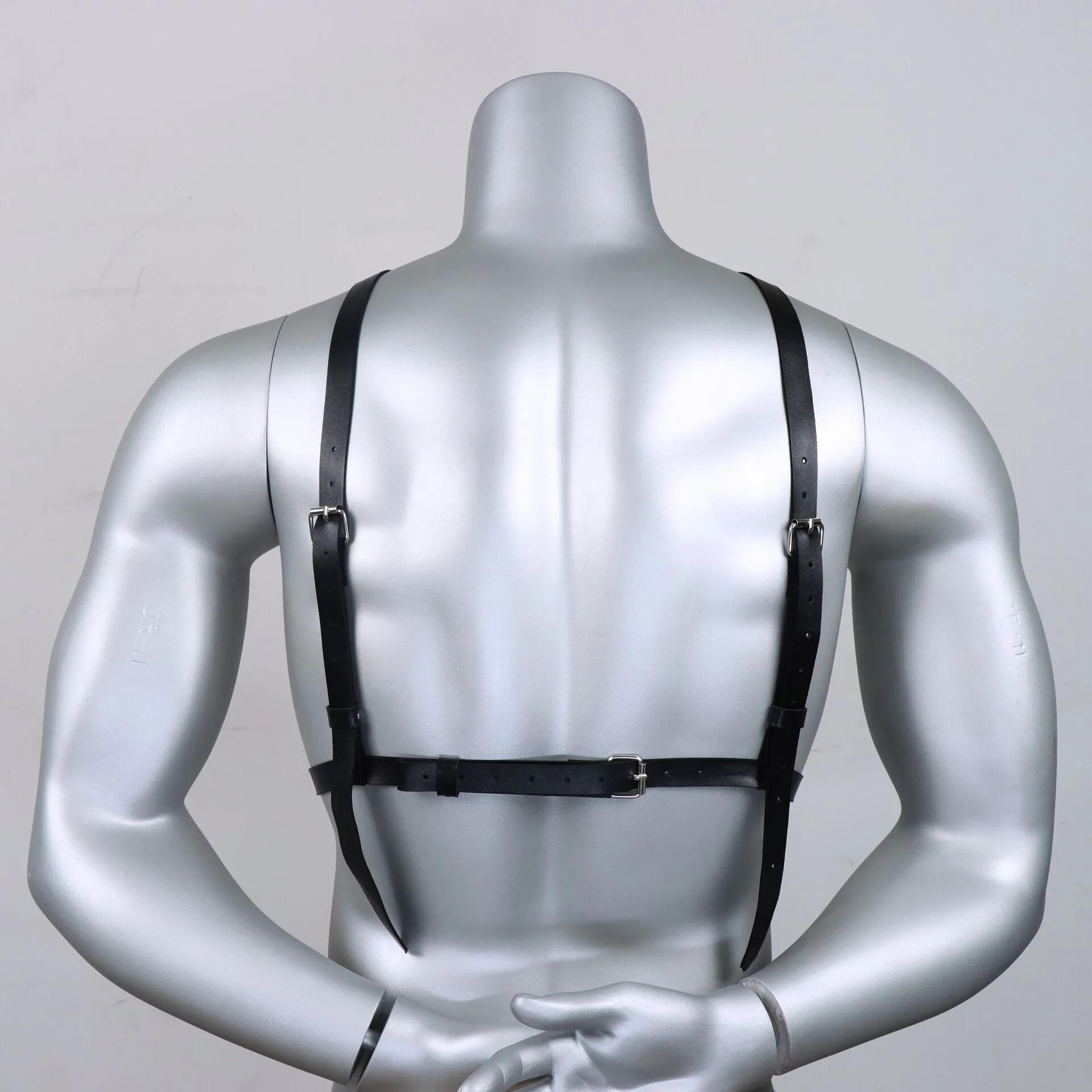 Men’s Leather Harness Adjustable Fetish Gay Harness Black