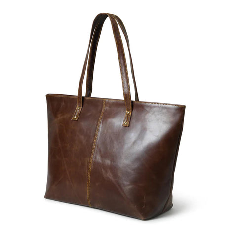 The Kim Women's Leather Tote Bag Dark Brown