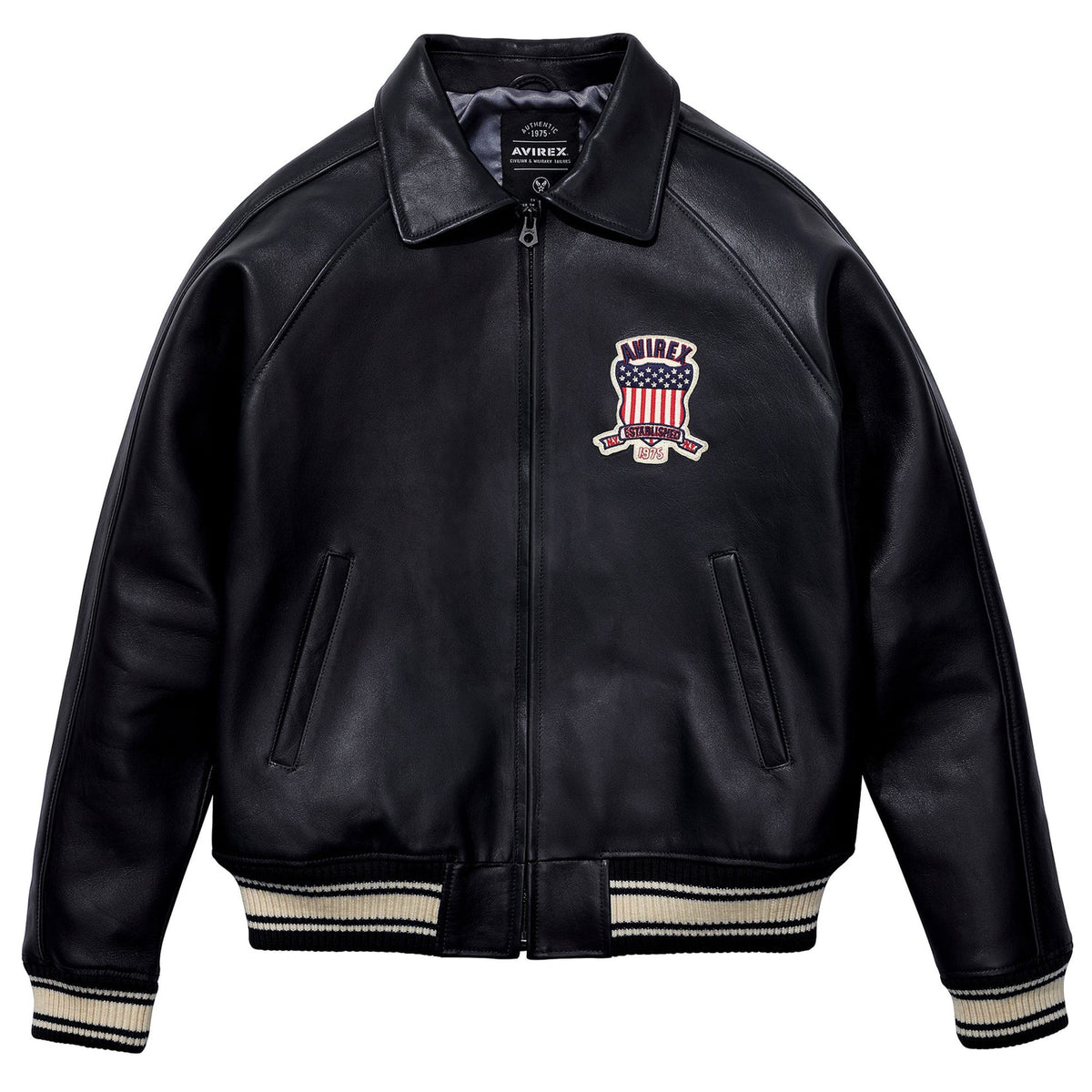 Men's Avirex Leather Jacket Iconic Avirex jacket (Black)