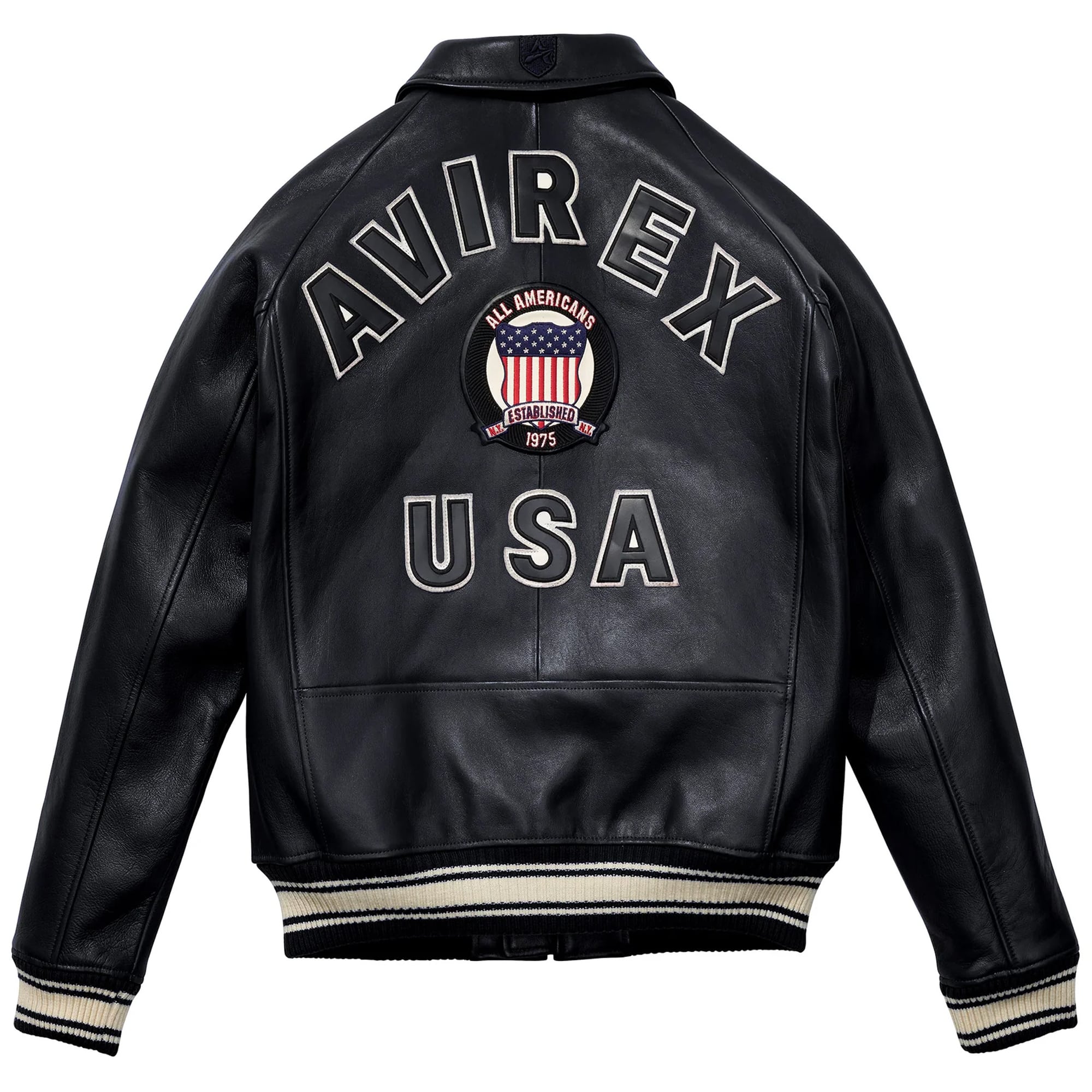 Men's Avirex Leather Jacket Iconic Avirex jacket (Black)