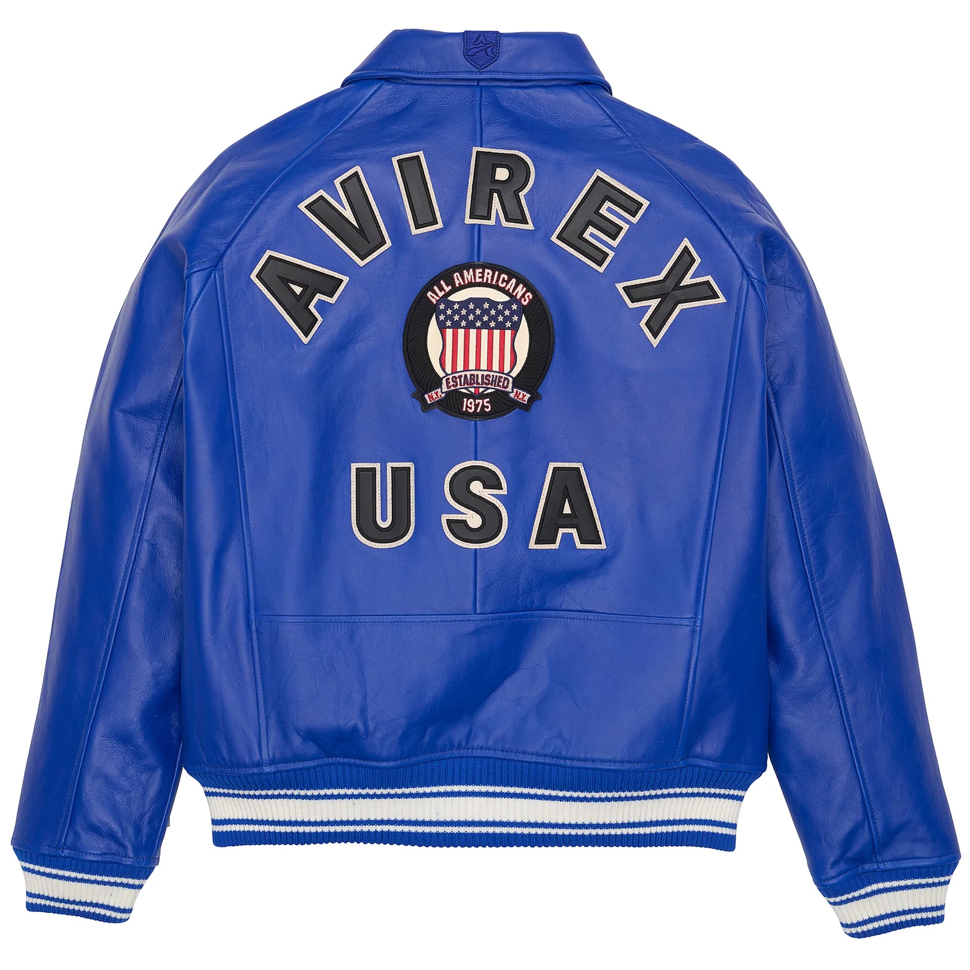 Men's Avirex Leather Jacket Iconic Avirex jacket (Cobalt Blue)