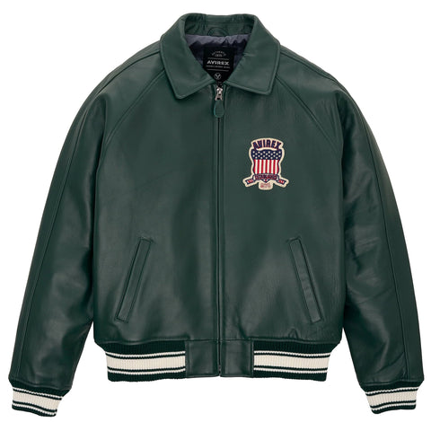 Men's Avirex Leather Jacket Iconic Avirex jacket (Dark Green)