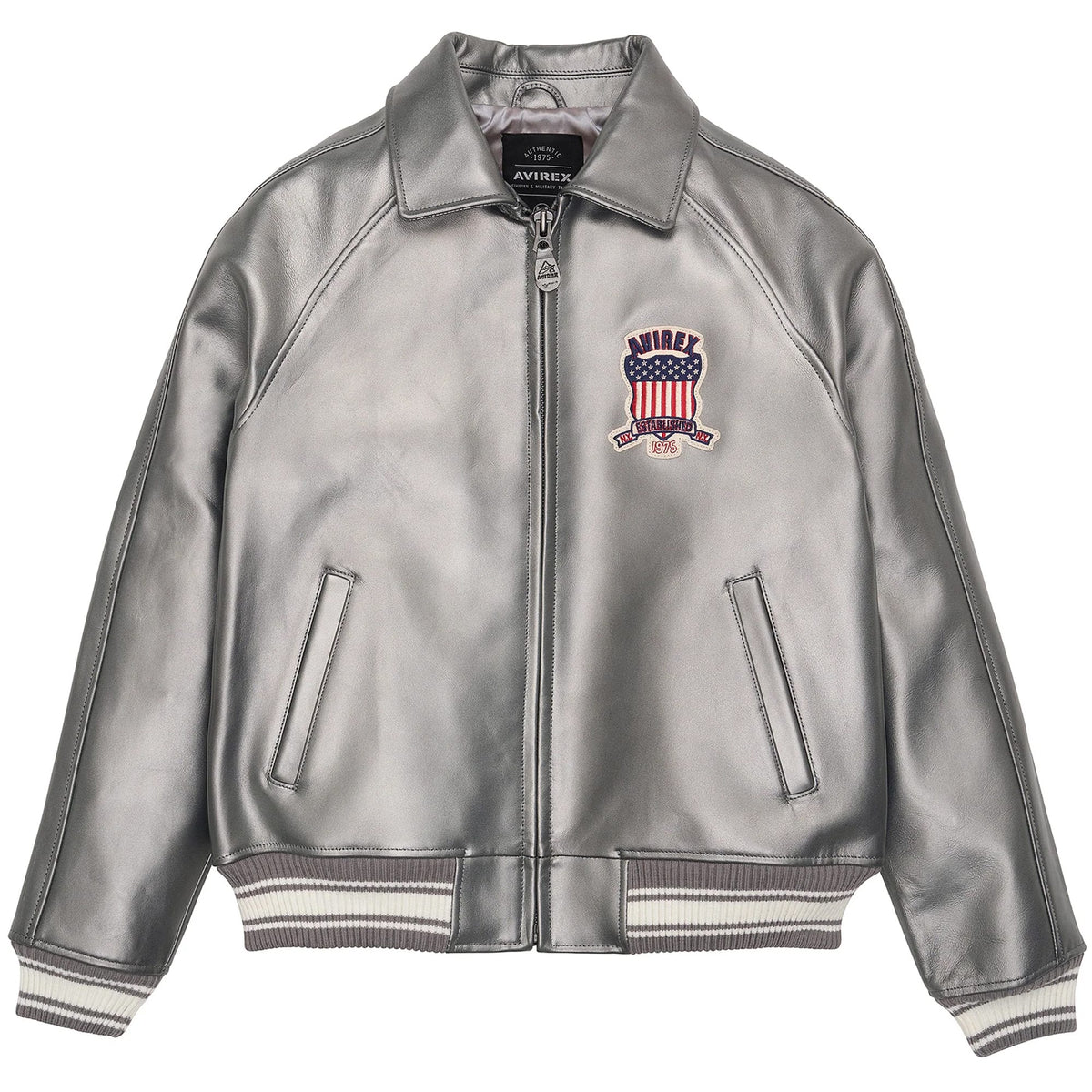 Men's Avirex Leather Jacket Iconic Avirex jacket (Metallic)