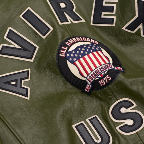 Men's Avirex Leather Jacket Iconic Avirex jacket (Olive Green)