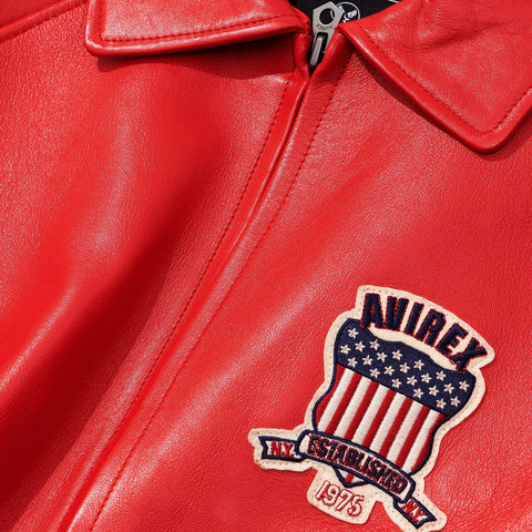 Men's Avirex Leather Jacket Iconic Avirex jacket (Red)