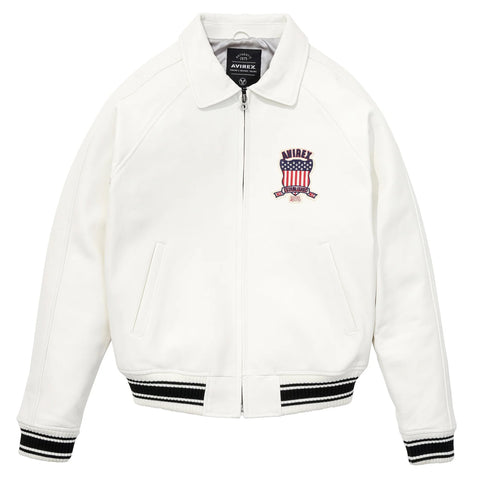Men's Avirex Leather Jacket Iconic Avirex jacket (White)