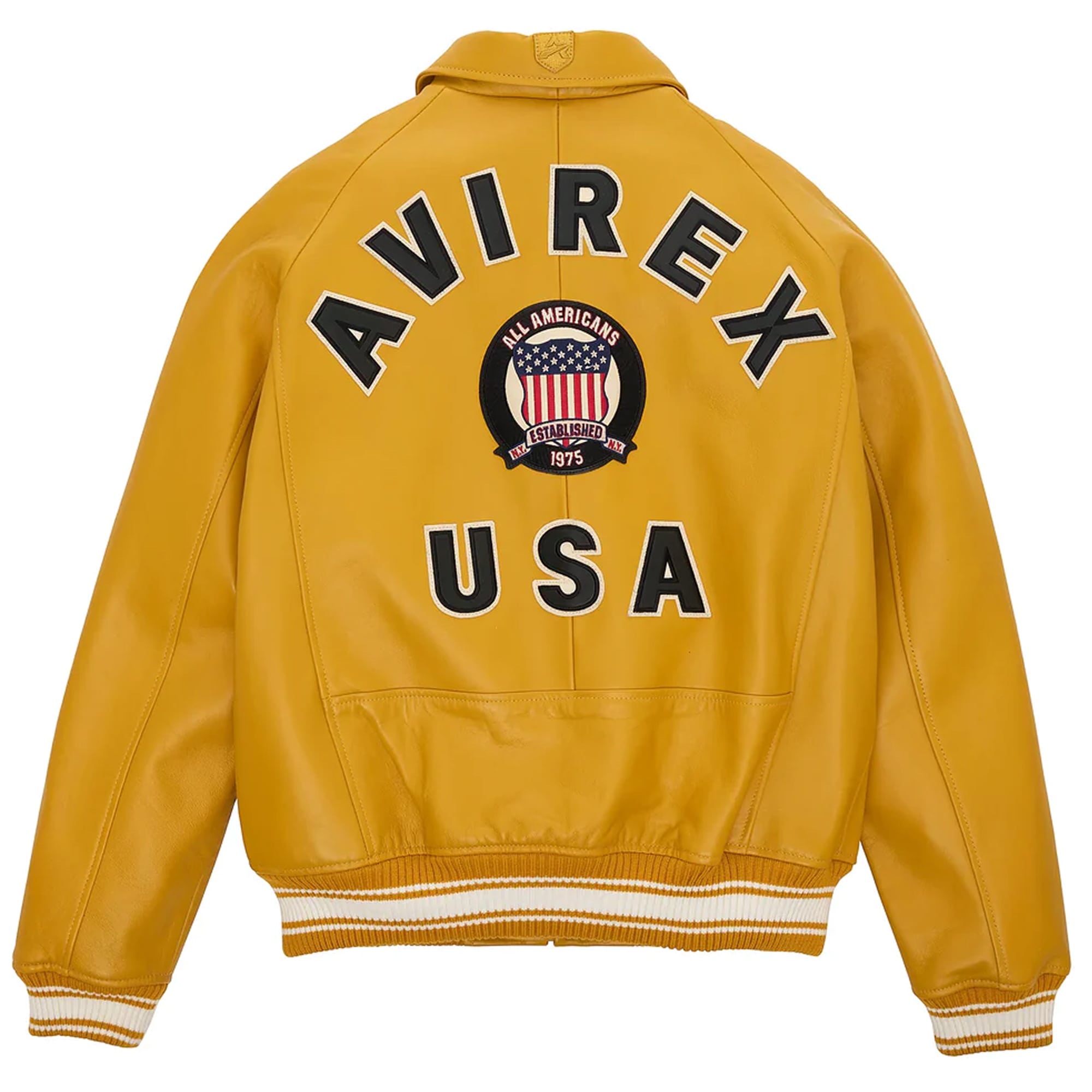 Men's Avirex Leather Jacket Iconic Avirex jacket (Yellow)