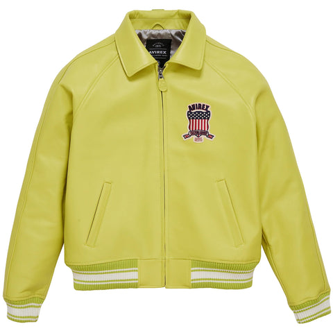 Men's Avirex Leather Jacket Iconic Avirex jacket (Yellow Green)