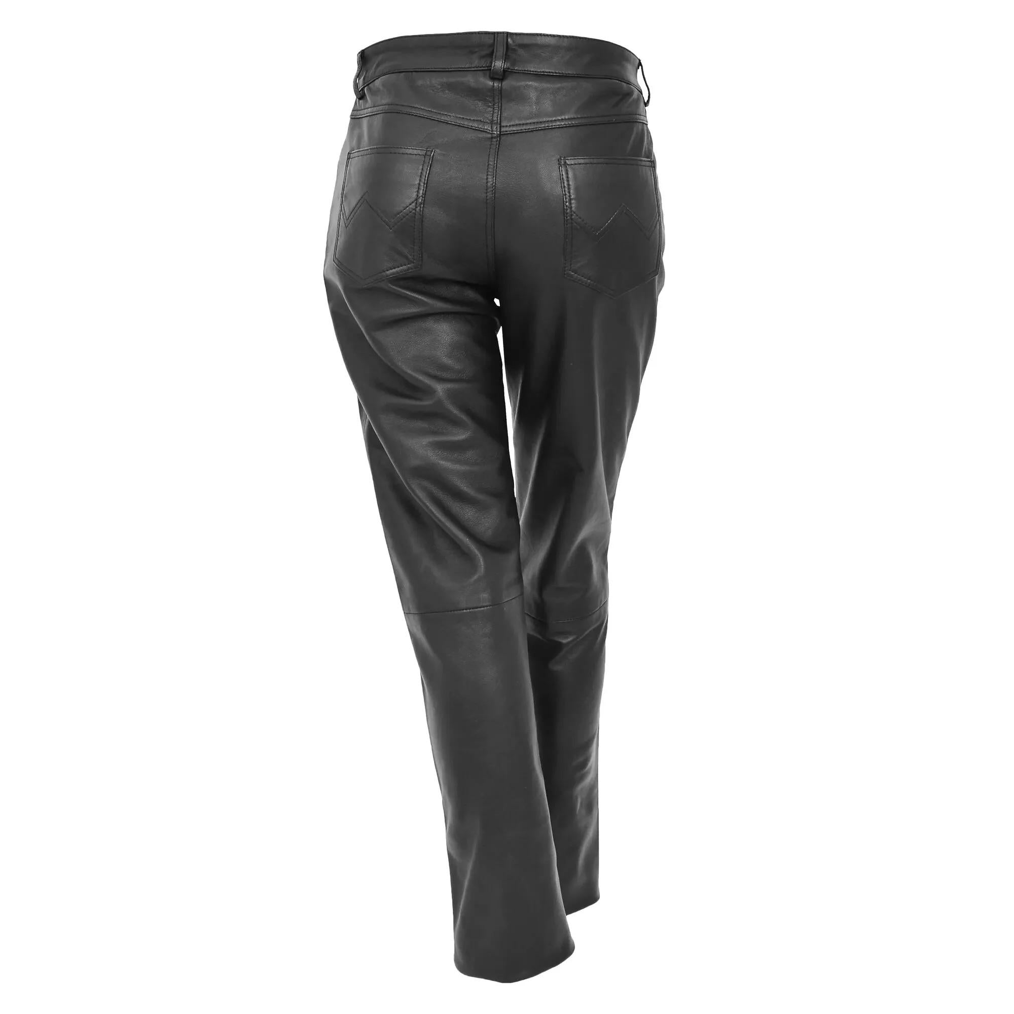Women's Leather Slim Fit Trousers Black