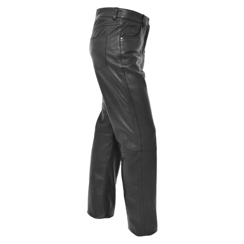 Women's Leather Slim Fit Trousers Black
